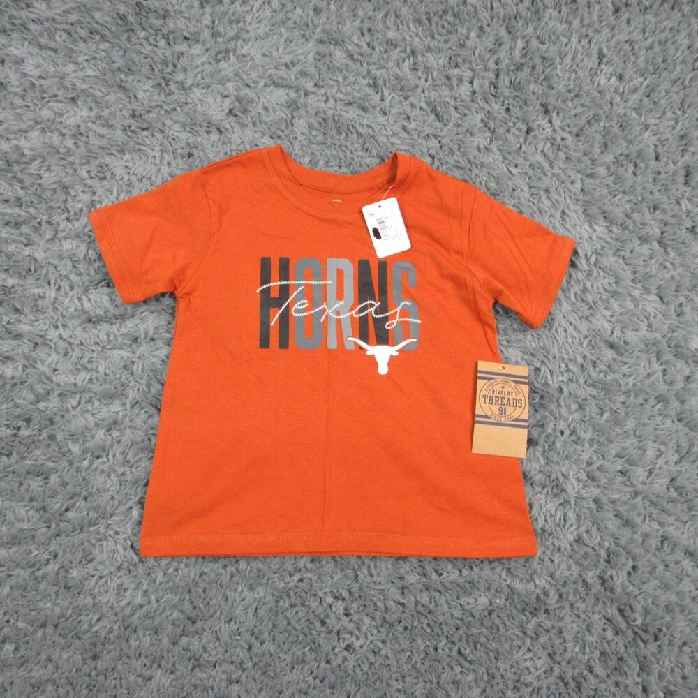 Rivalry Threads Shirt Unisex Kids XS 4/5 Orange Horns Longhorn Graphic Tee NWT
